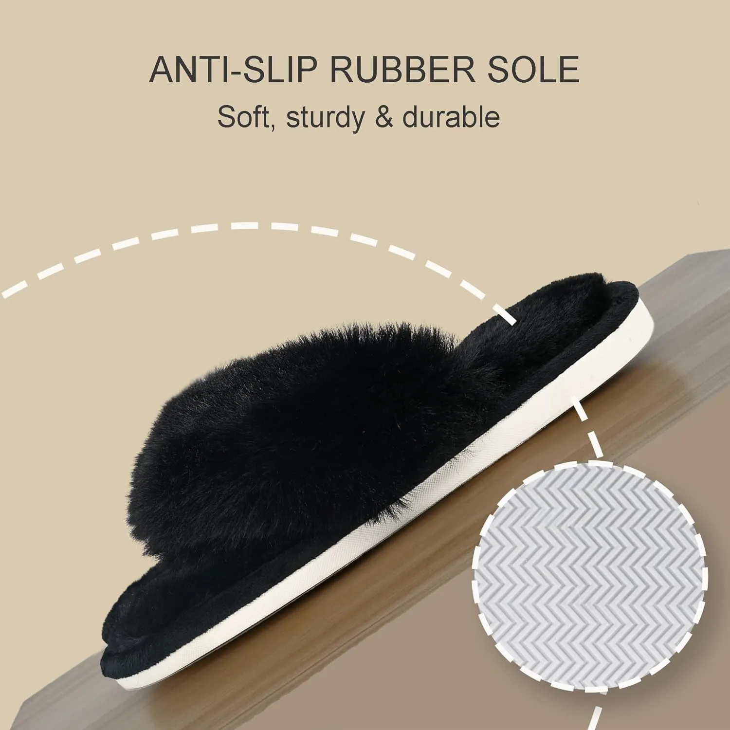 Onmygogo Plush Indoor Flip Flop Thong Slippers for Women Open Toe, Fuzzy Faux Fur Spa House Slippers