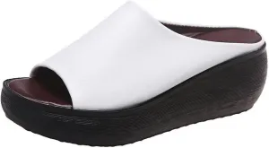 ORNVEION Women's Slip-On Platform Wedge High Heel Sandals,Comfortable and Soft Fashion Open Toe Slippers, Casual Outdoor Shoes