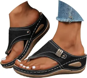 Orthopedic Sandals for Women, 2025 Breathable Mesh Hollow Sports Sandals, Thick-Soled Non-Slip Wedge Summer Casual Flip-Flops