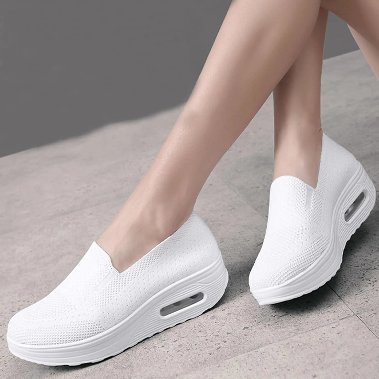 Orthopedic Shoes for Women, Orthopedic Sneakers Wide Width, Air Cushion Walking Loafers with Arch Support Slip On