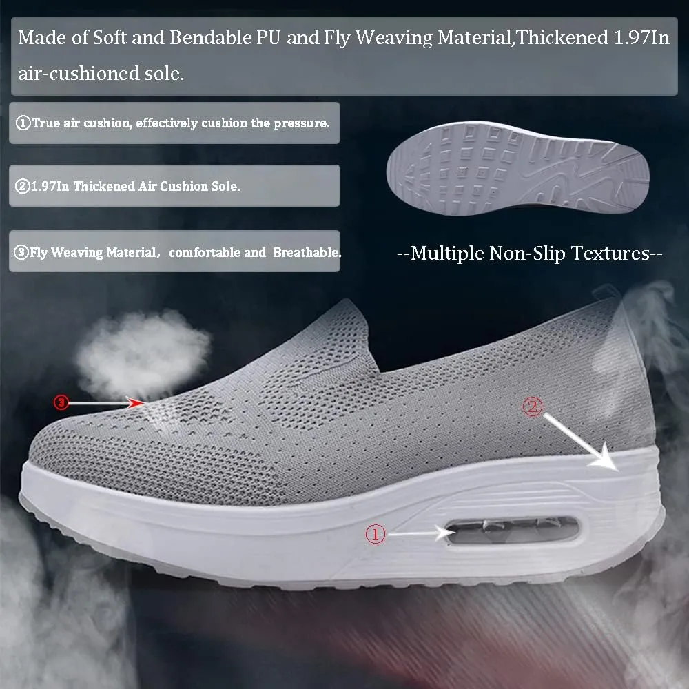 Orthopedic Shoes for Women, Orthopedic Sneakers Wide Width, Air Cushion Walking Loafers with Arch Support Slip On