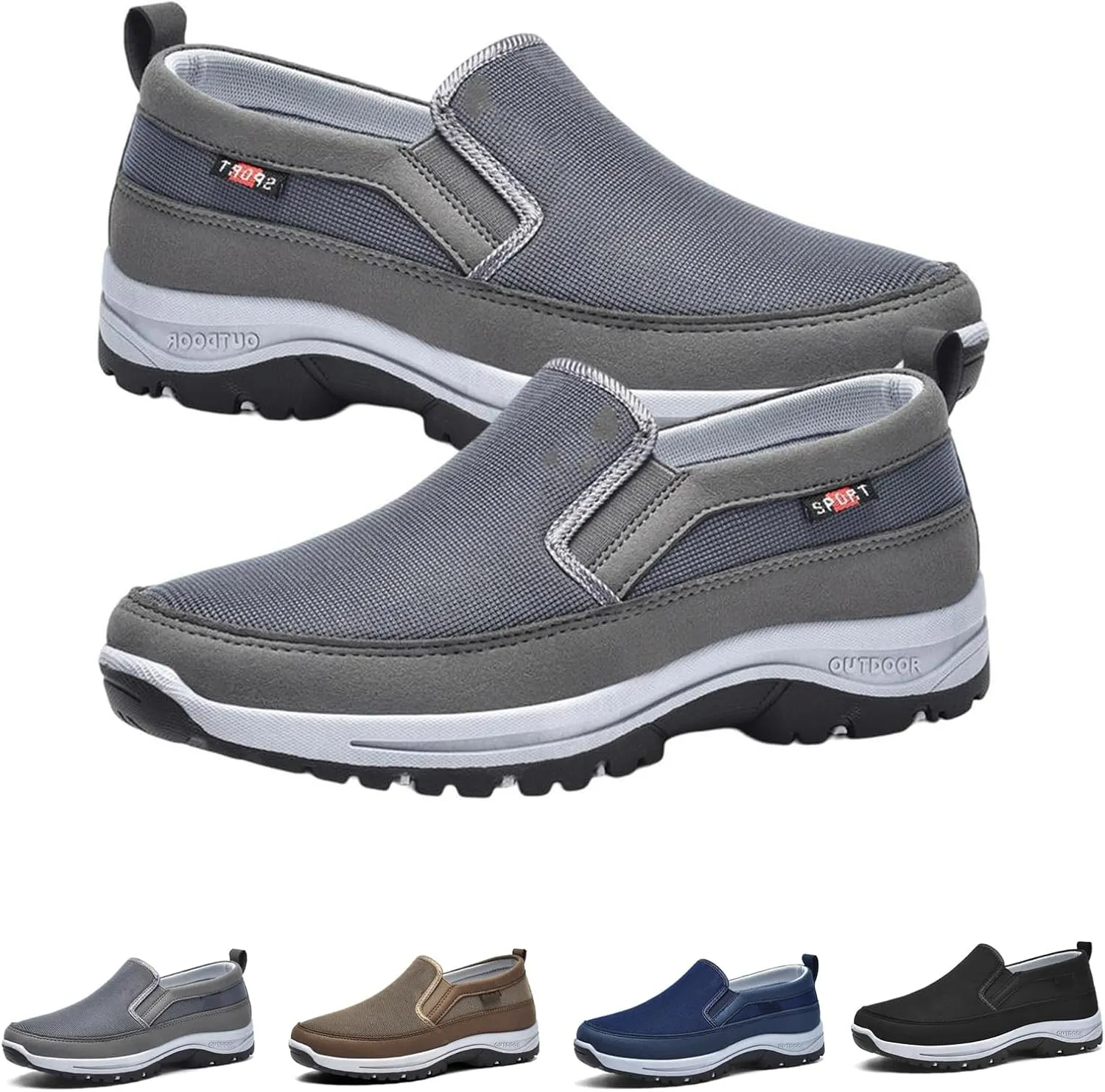 Orthoture Mens Shoes, Men's Arch Support Orthopedic Slip-on Running Hiking Sneakers Comfortable Hiking Loafers