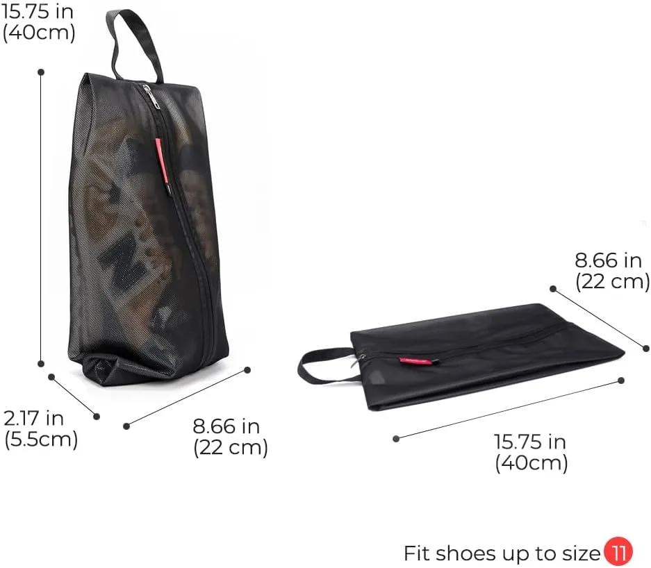 pack all Shoe Bag for Travel, Water-Resistant Shoe Pouch for Gym, Odor-Resistant Soccer Cleats Bag for Sport (Black, 1-Pack)