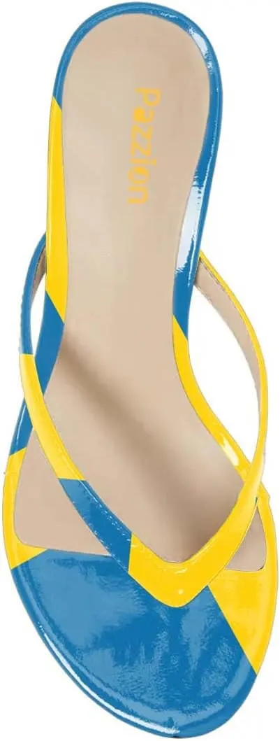 Pazzion Women Fashion Flip Flops Open Toe Low Heels Thong Sandals Casual Daily Summer Outdoor Dress Shoe Size 4-16 US