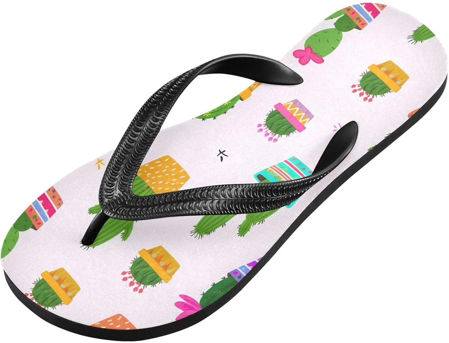 Pink Cactus Flower Flip Flops for Beach Thong Sandals Anti-slip Lightweight Shower Shoes for Indoor Outdoor House