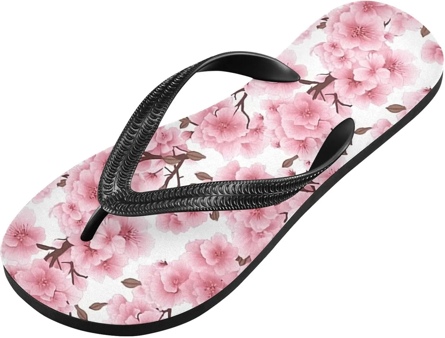 Pink Cherry Flip Flops for Beach Thong Sandals Anti-slip Lightweight Shower Shoes for Summer Travel Swim