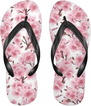 Pink Cherry Flip Flops for Beach Thong Sandals Anti-slip Lightweight Shower Shoes for Summer Travel Swim