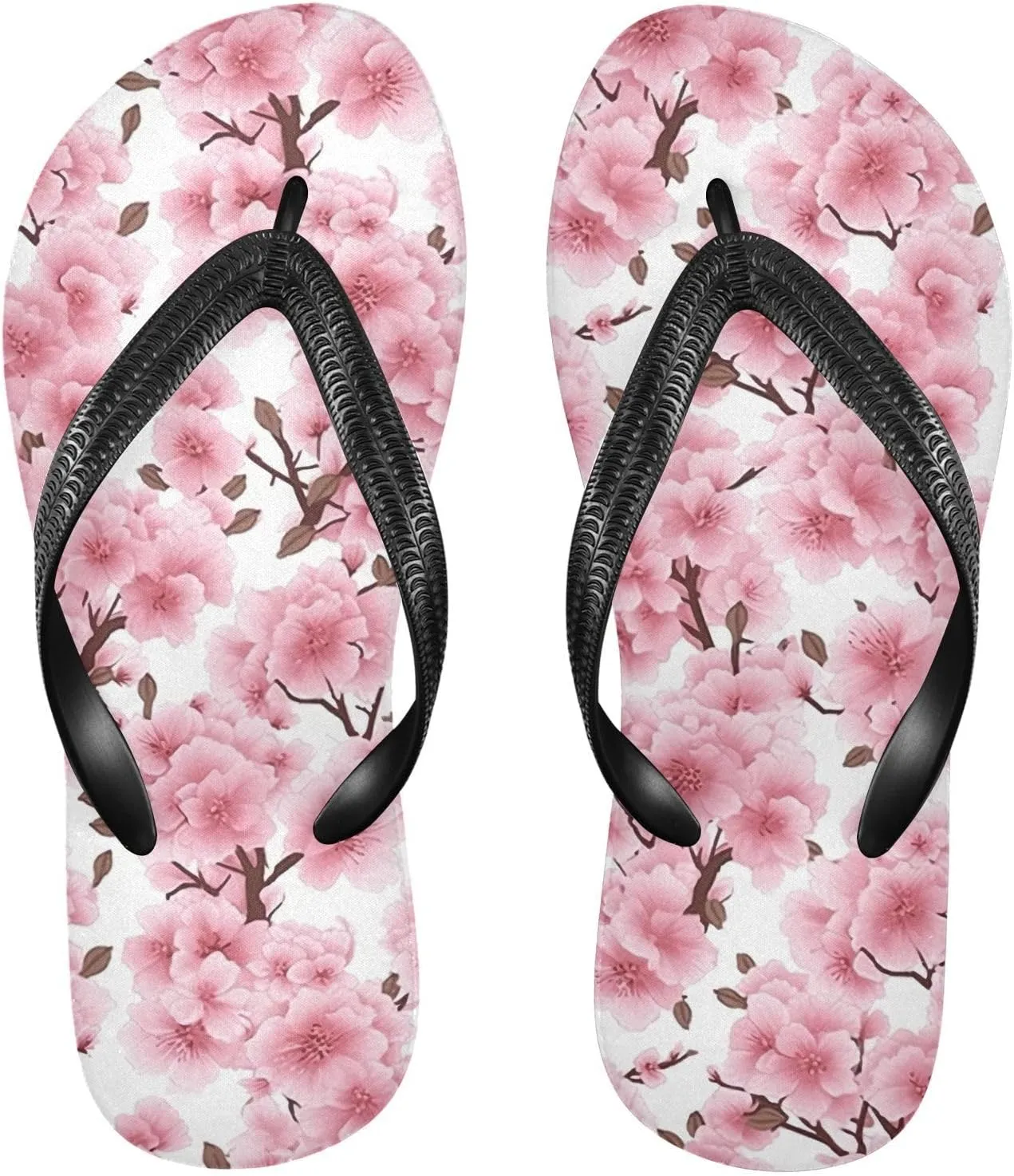 Pink Cherry Flip Flops for Beach Thong Sandals Anti-slip Lightweight Shower Shoes for Summer Travel Swim