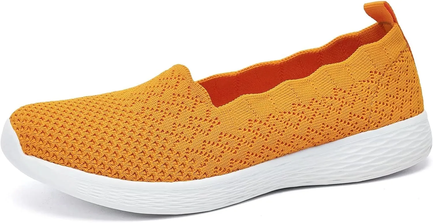 poemlady Women's Slip on Loafer Shoes - Mesh Casual Ballet Flat Nurse Walking Sneakers Knit Round Toe Memory Foam Casual Shoes