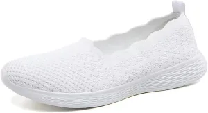 poemlady Women's Slip on Loafer Shoes - Mesh Casual Ballet Flat Nurse Walking Sneakers Knit Round Toe Memory Foam Casual Shoes