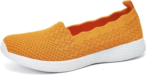 poemlady Women's Slip on Loafer Shoes - Mesh Casual Ballet Flat Nurse Walking Sneakers Knit Round Toe Memory Foam Casual Shoes