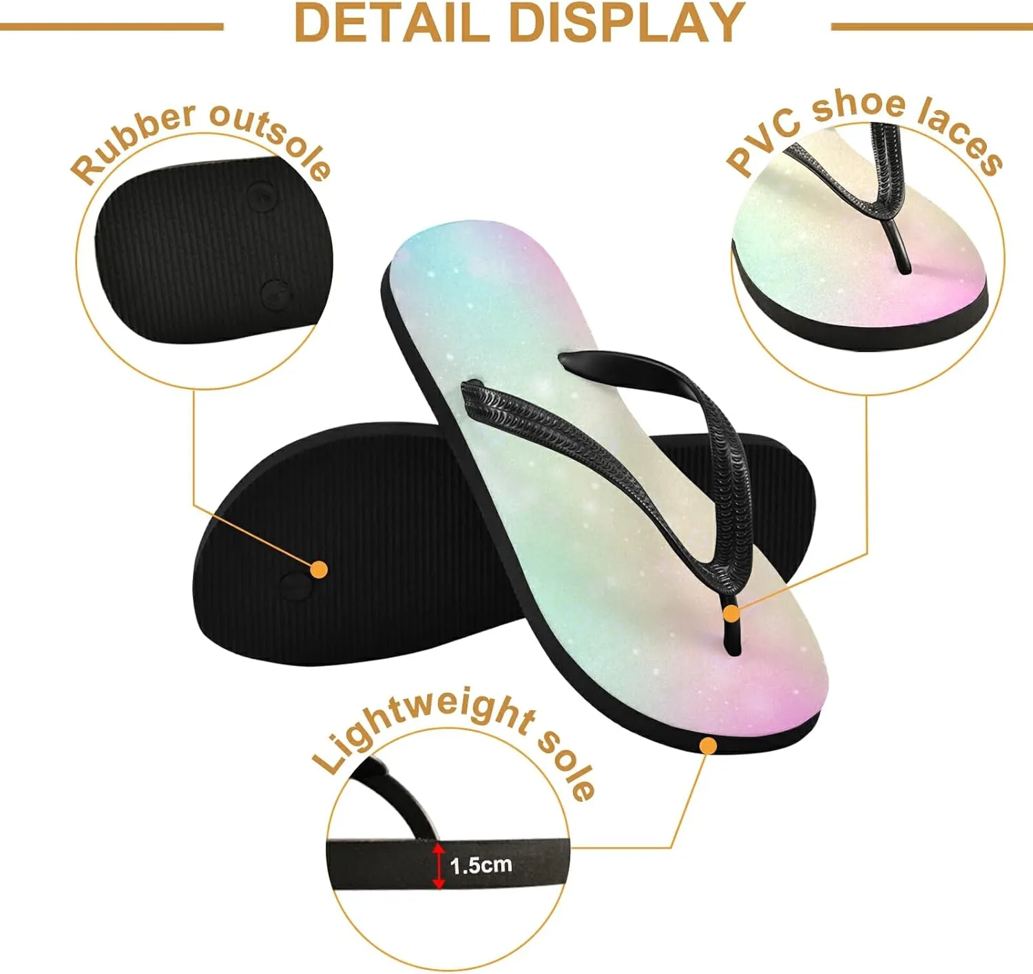 Poeticcity Flip Sandal Men Women Flip Flops for Hotel Spa Home Slippers Bedroom Travel S-XXL