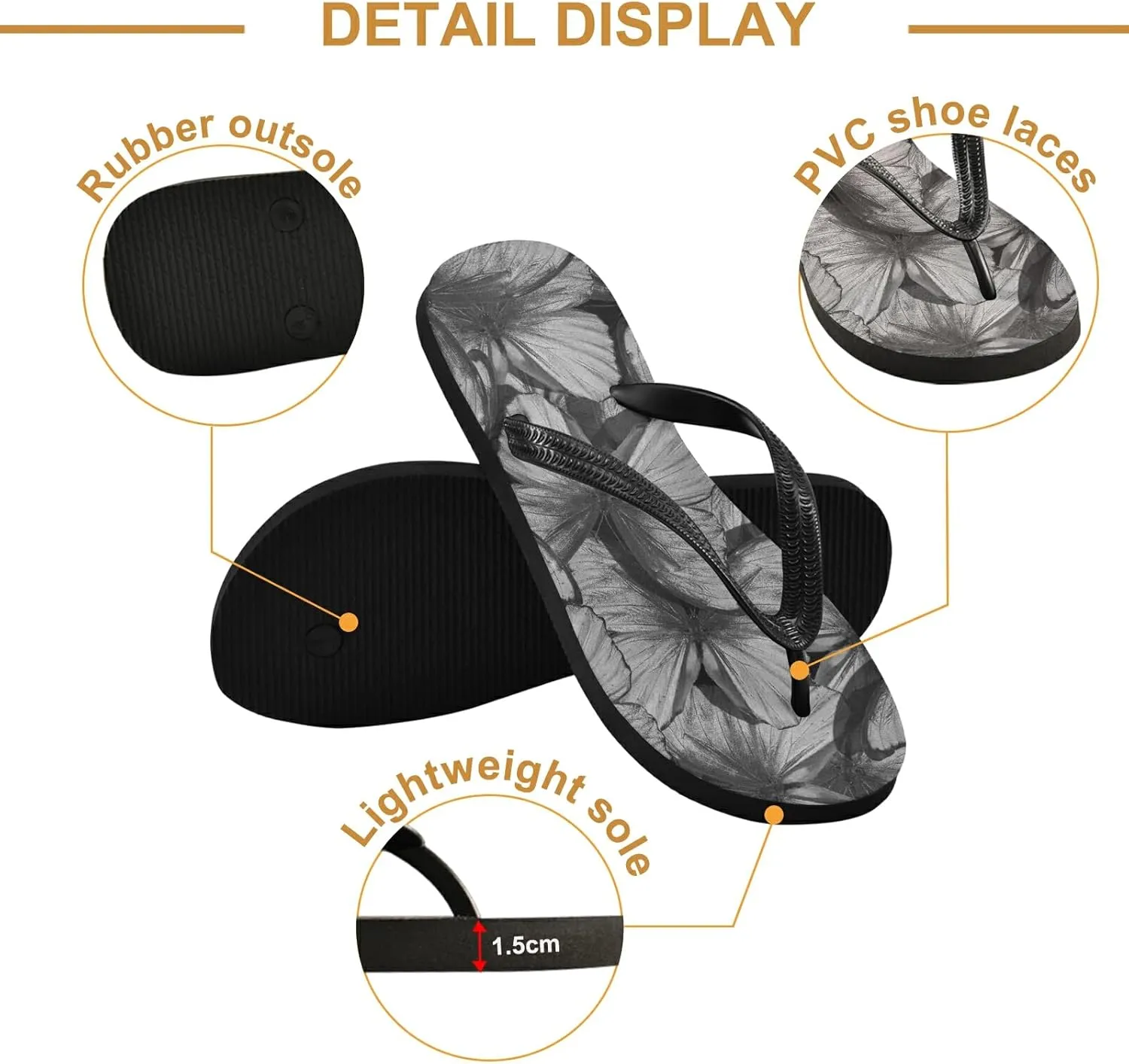 Poeticcity Flip Sandal Men Women Flip Flops for Hotel Spa Home Slippers Bedroom Travel S-XXL