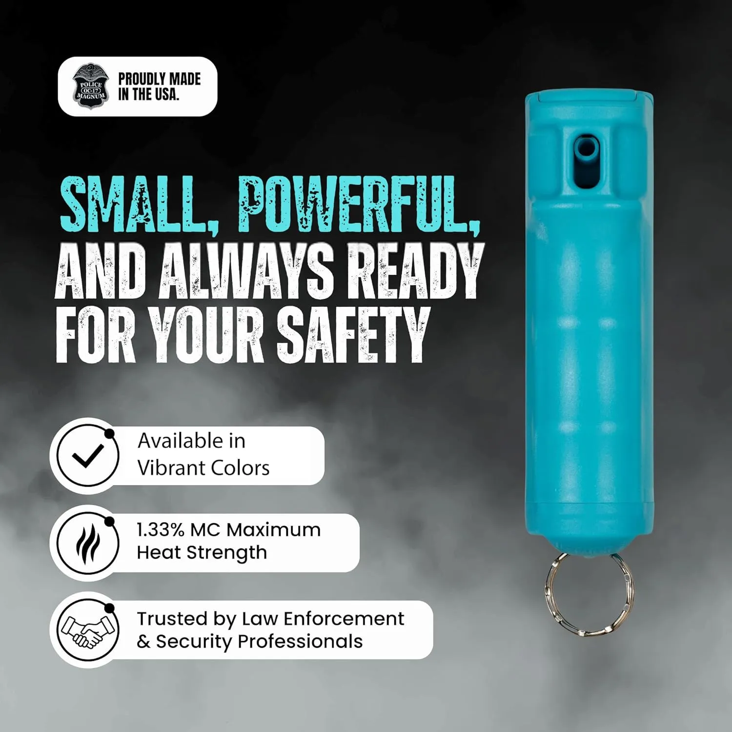 Police Magnum Personal Safety Alarm & Pepper Spray Combo Self Defense Pack for Women- Loud 135db Siren with Light & Max Strength Flip Top Pepper Spray Protection