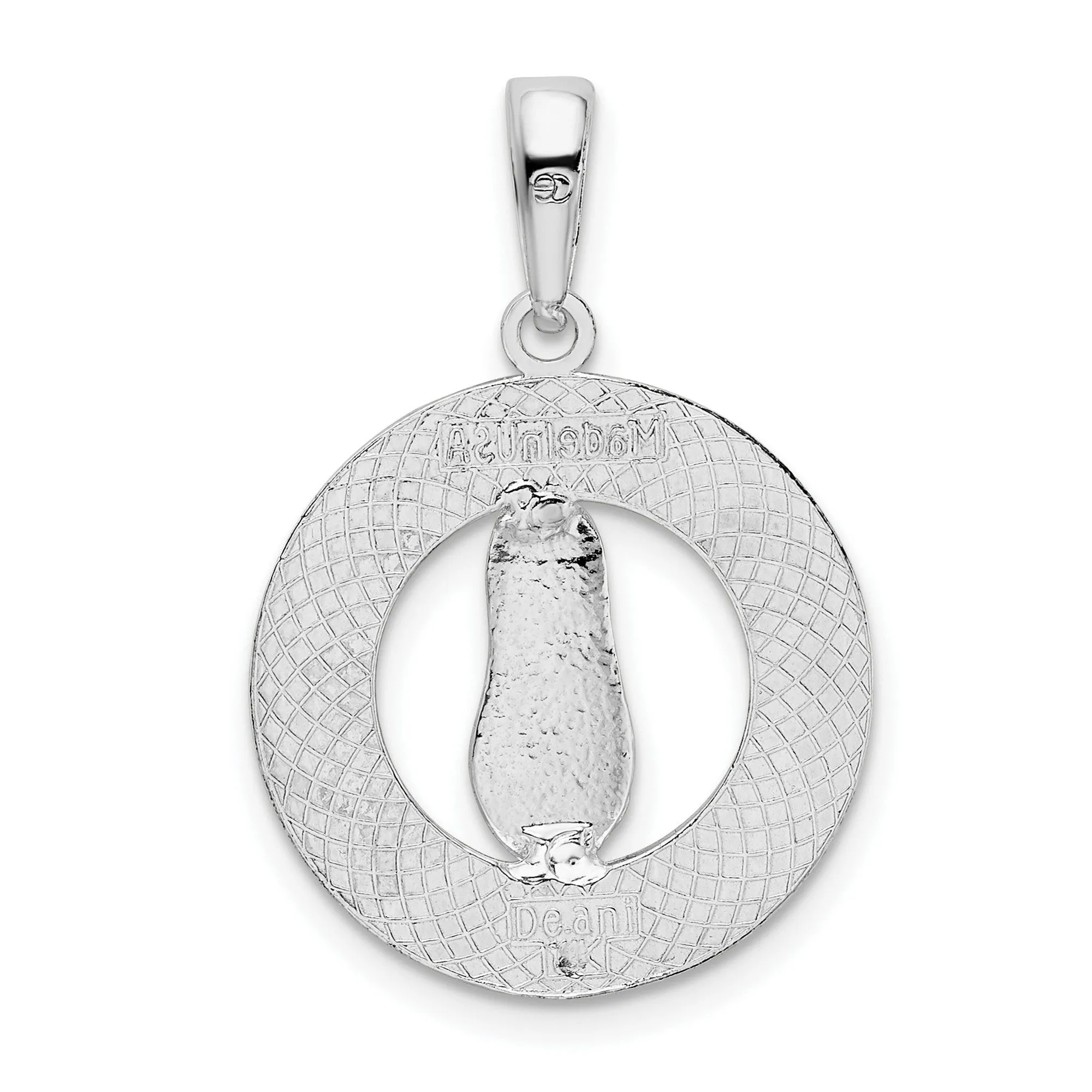Polished Long Beach Island NJ with Flip-flop Charm Pendant in Real 925 Sterling Silver