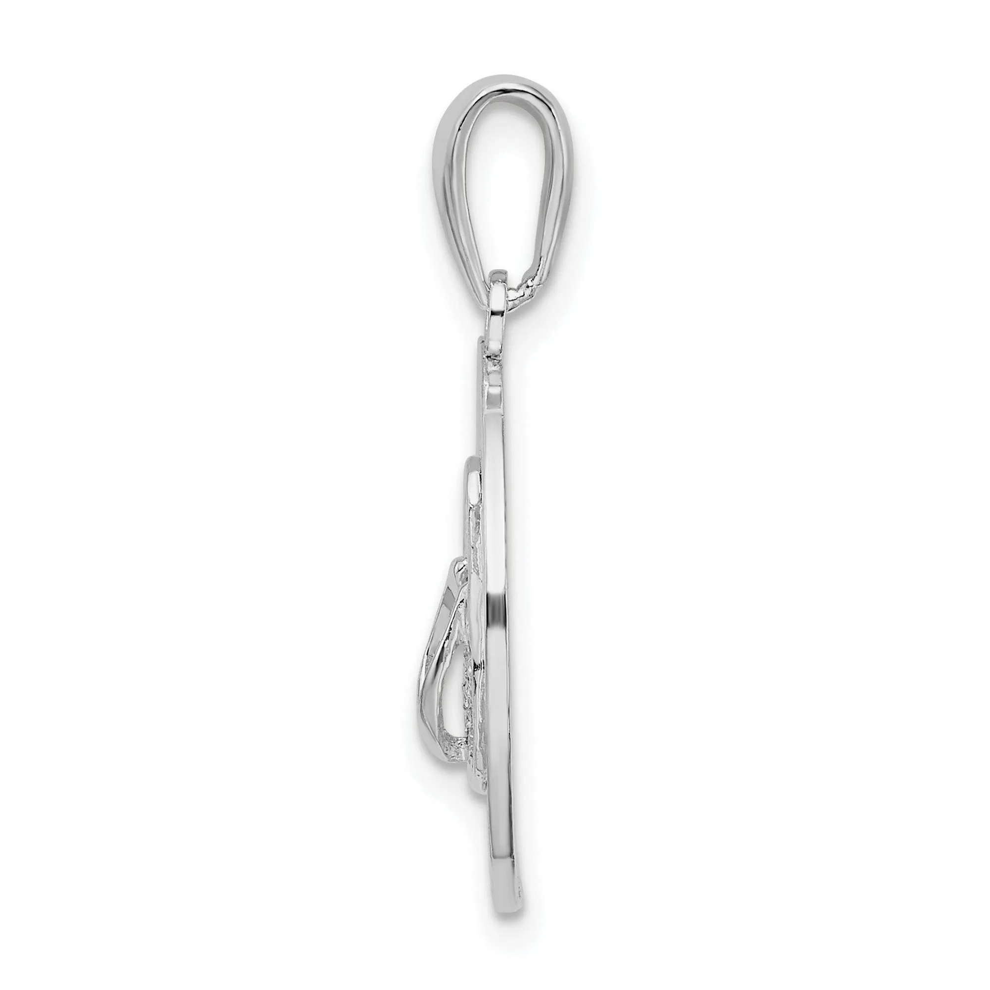 Polished Long Beach Island NJ with Flip-flop Charm Pendant in Real 925 Sterling Silver