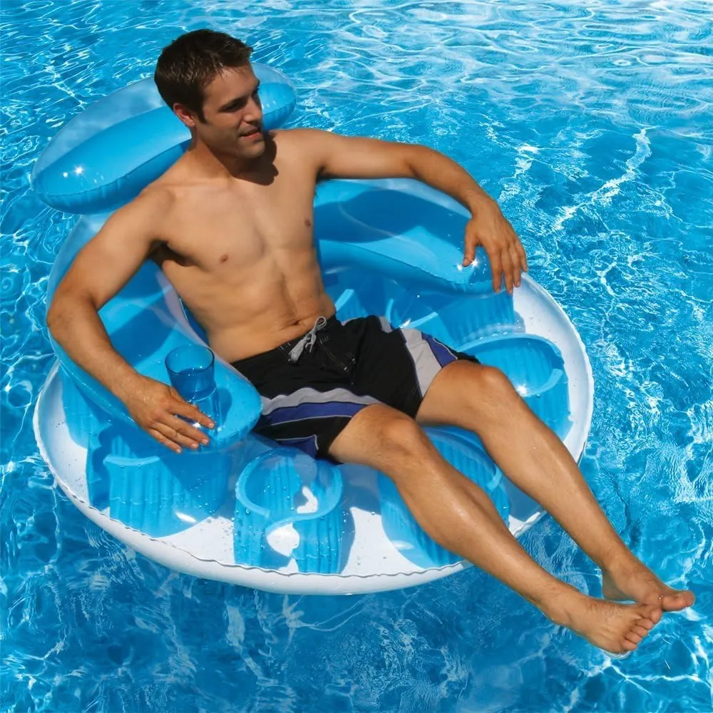 Poolmaster Water Pop Circular Swimming Pool Float Lounge, Blue Large