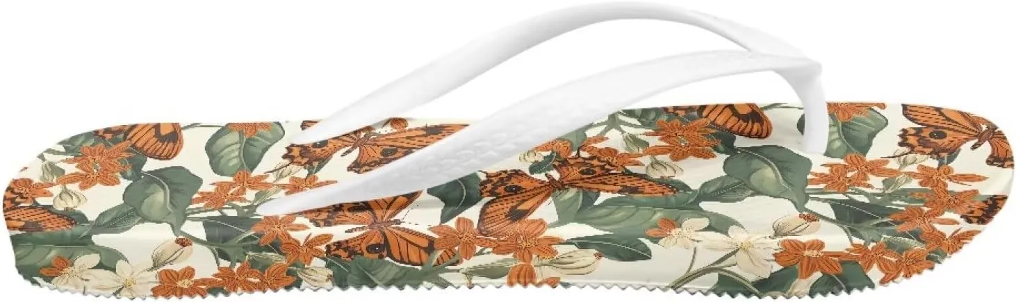 Print Thong Flip Flops for Women Comfortable Yoga Mat Non Slip Shower Shoes Super Lightweight for Summer Beach Vacation White Strap
