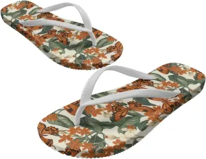 Print Thong Flip Flops for Women Comfortable Yoga Mat Non Slip Shower Shoes Super Lightweight for Summer Beach Vacation White Strap
