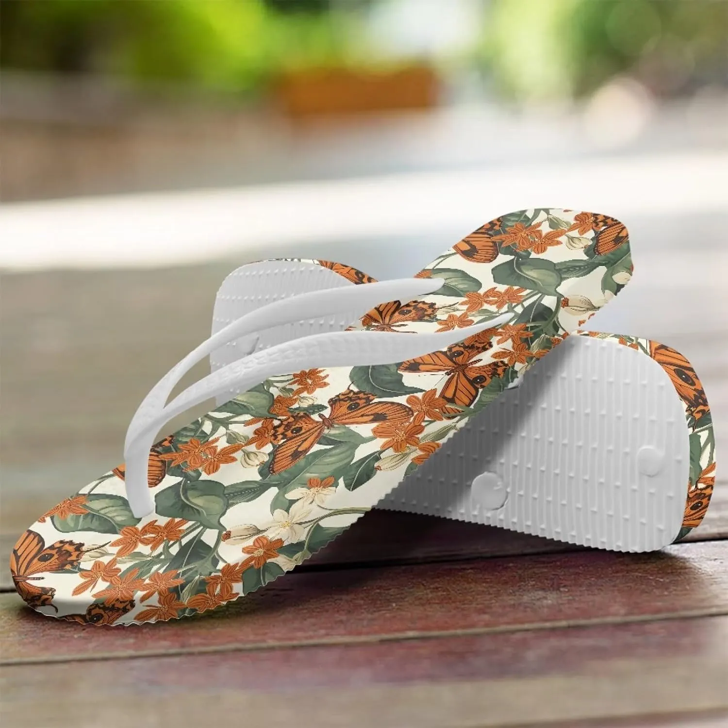 Print Thong Flip Flops for Women Comfortable Yoga Mat Non Slip Shower Shoes Super Lightweight for Summer Beach Vacation White Strap