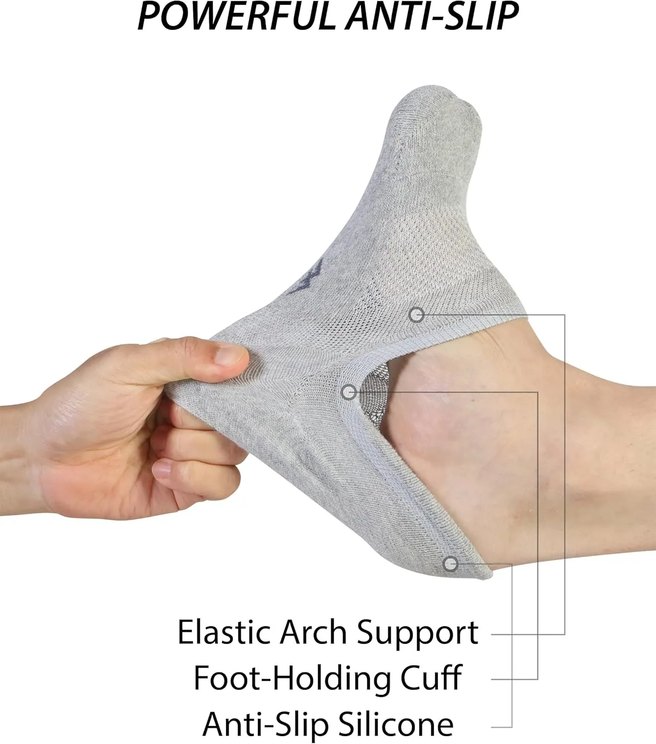 Pro Mountain No Show Socks Wide Toe Box For Health Bunion Unisex Size S to X-Large Cotton Cushion Footies