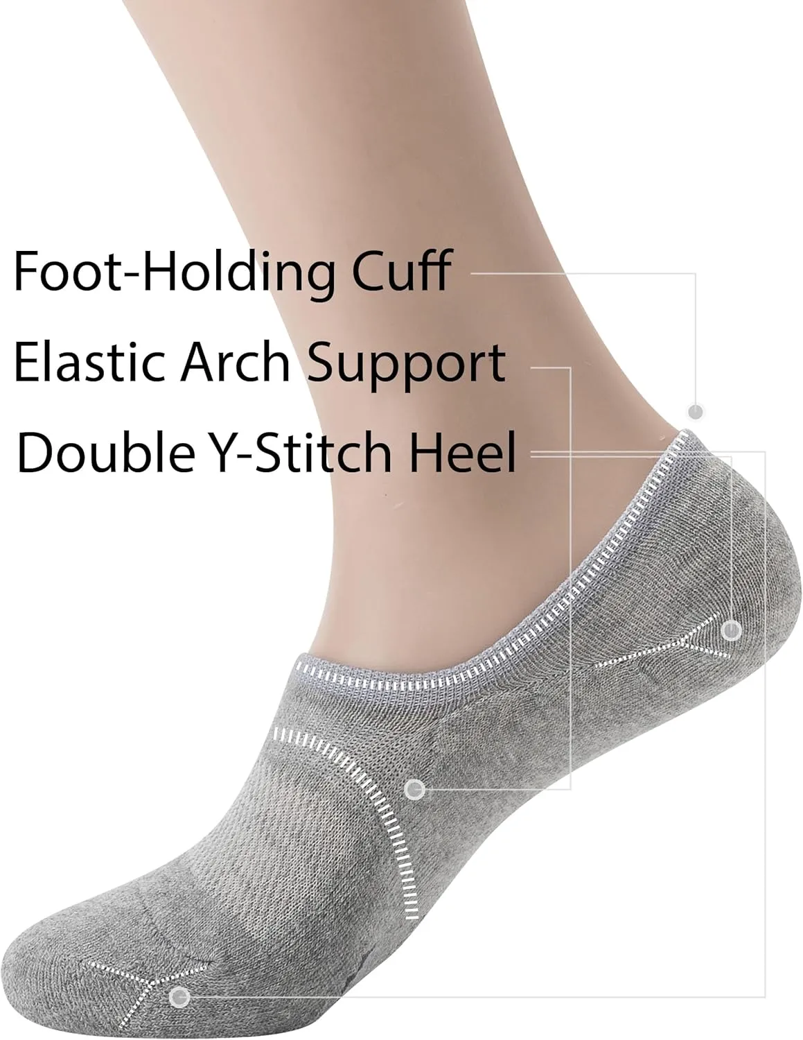 Pro Mountain No Show Socks Wide Toe Box For Health Bunion Unisex Size S to X-Large Cotton Cushion Footies
