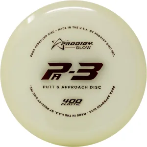 Prodigy Disc 400 Glow PA-3 | Stable Disc Golf Putter | Glow in The Dark Plastic | Great Grip for All Conditions | Perfect Disc Golf Approach Disc | Colors May Vary
