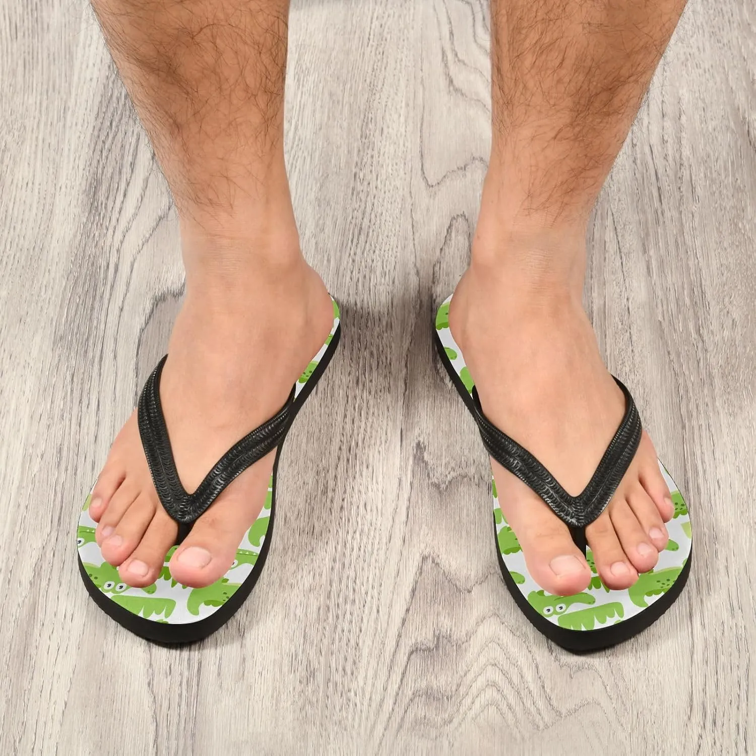 Pug Dog Bone Green Flip Flops for Beach Thong Sandals Anti-slip Lightweight Beach Shoes for Travel Summer Outdoor