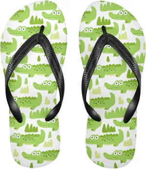 Pug Dog Bone Green Flip Flops for Beach Thong Sandals Anti-slip Lightweight Beach Shoes for Travel Summer Outdoor