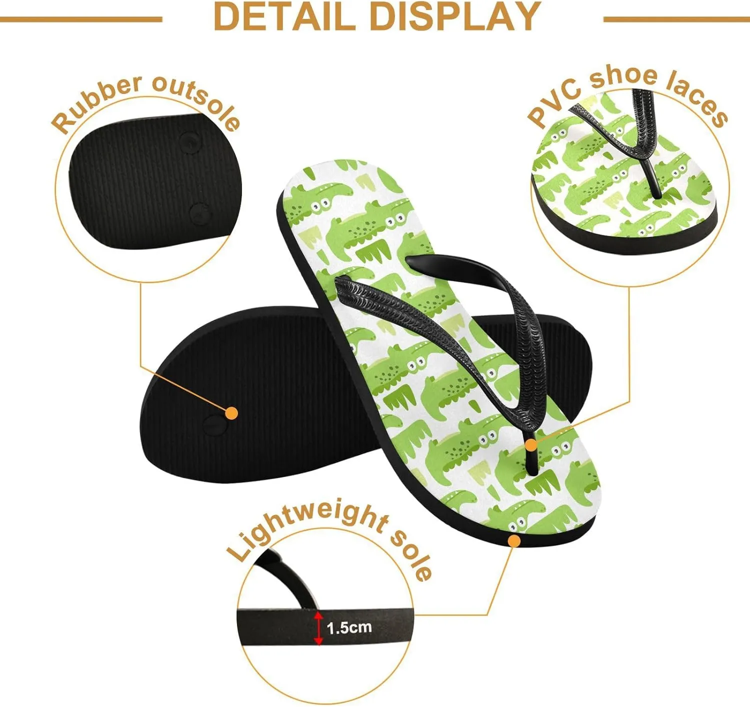Pug Dog Bone Green Flip Flops for Beach Thong Sandals Anti-slip Lightweight Beach Shoes for Travel Summer Outdoor