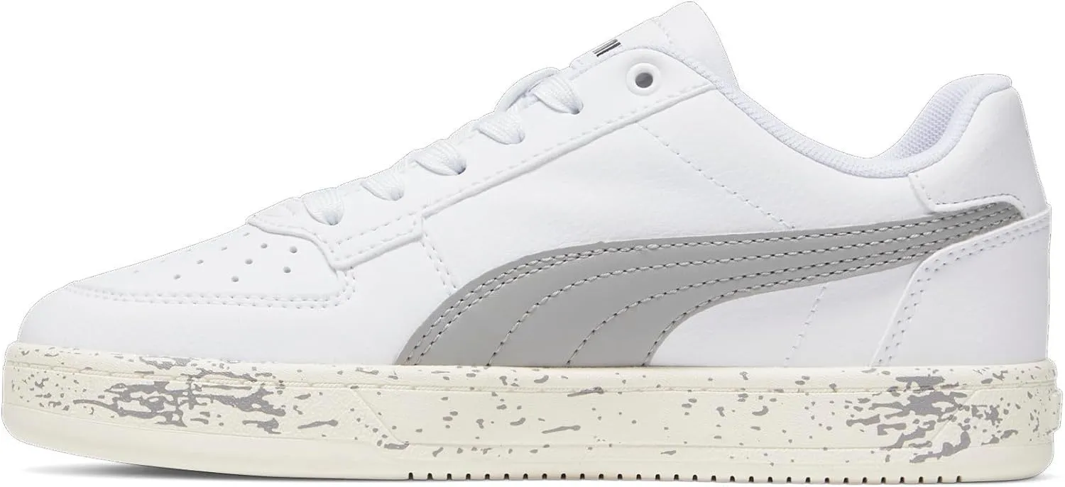 PUMA Caven Sneaker, White-Concrete Gray Black, 3 US Unisex Little Kid