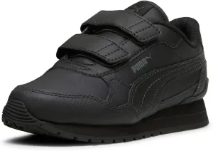 PUMA ST Runner Hook and Loop Sneaker, Black-Shadow Gray, 2.5 US Unisex Little Kid