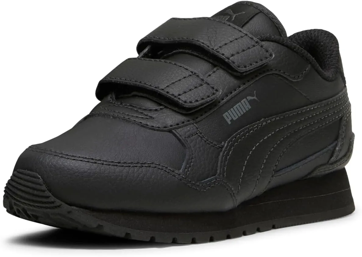 PUMA ST Runner Hook and Loop Sneaker, Black-Shadow Gray, 2.5 US Unisex Little Kid