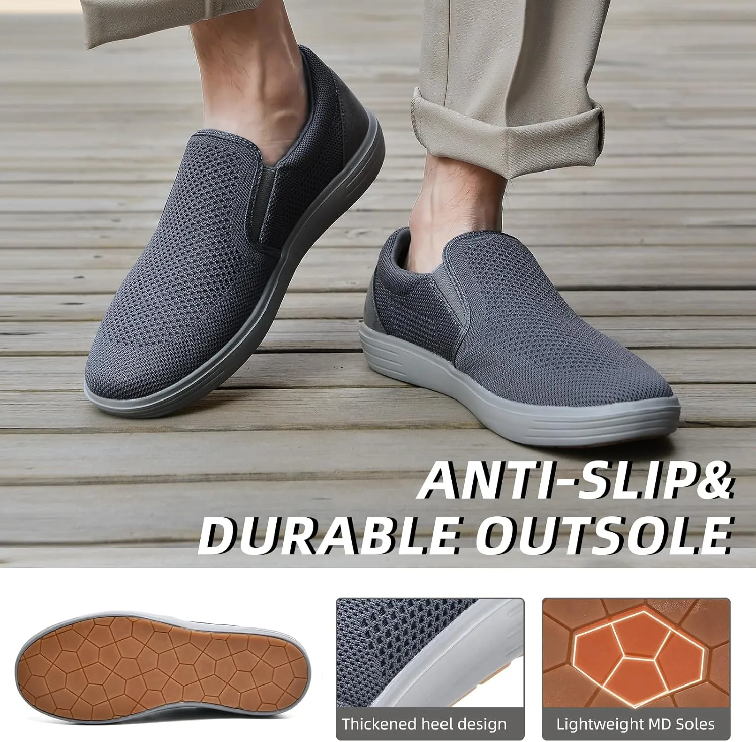 Puxowe Men's Casual Slip On Walking Shoes Mesh Comfortable Loafer