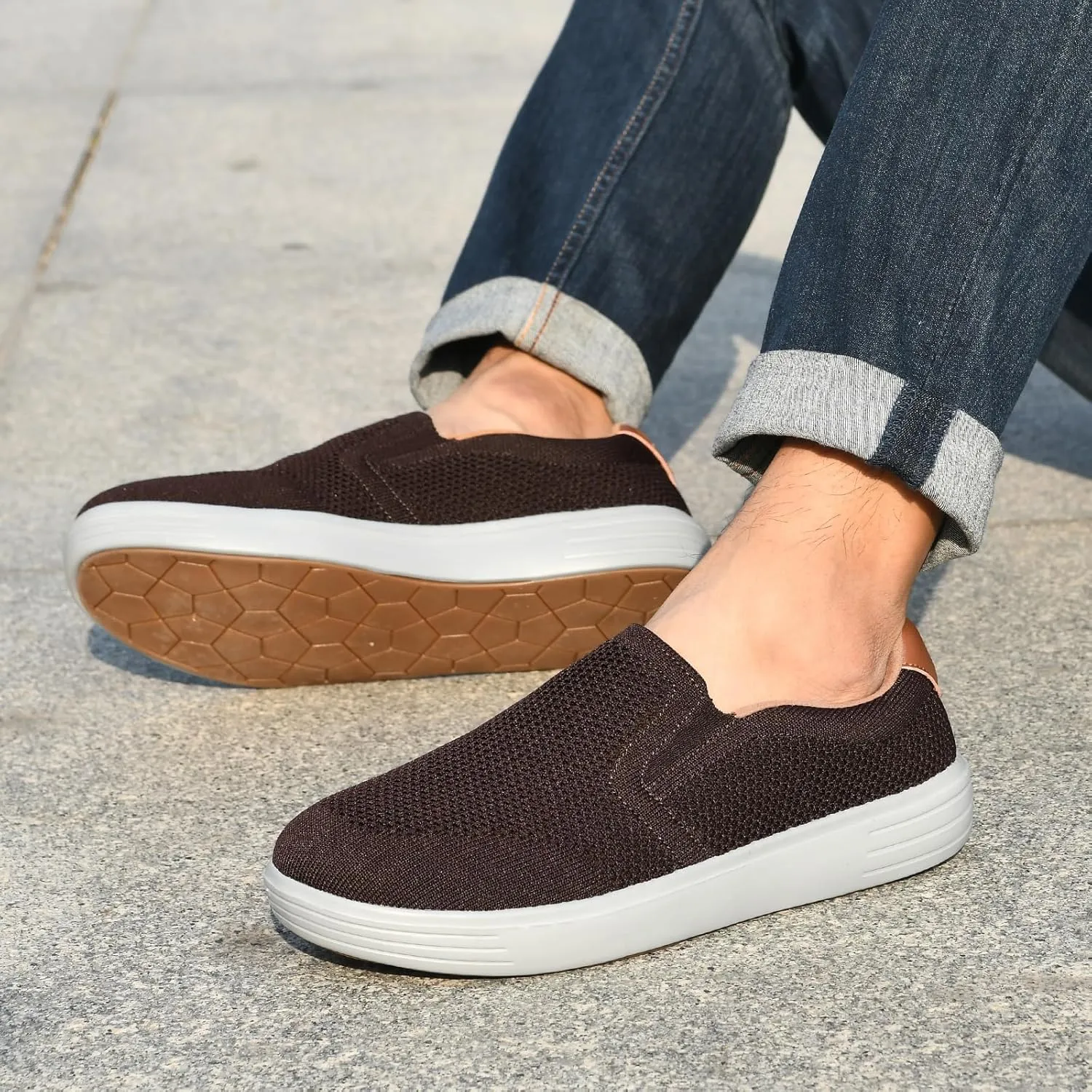 Puxowe Men's Casual Slip On Walking Shoes Mesh Comfortable Loafer