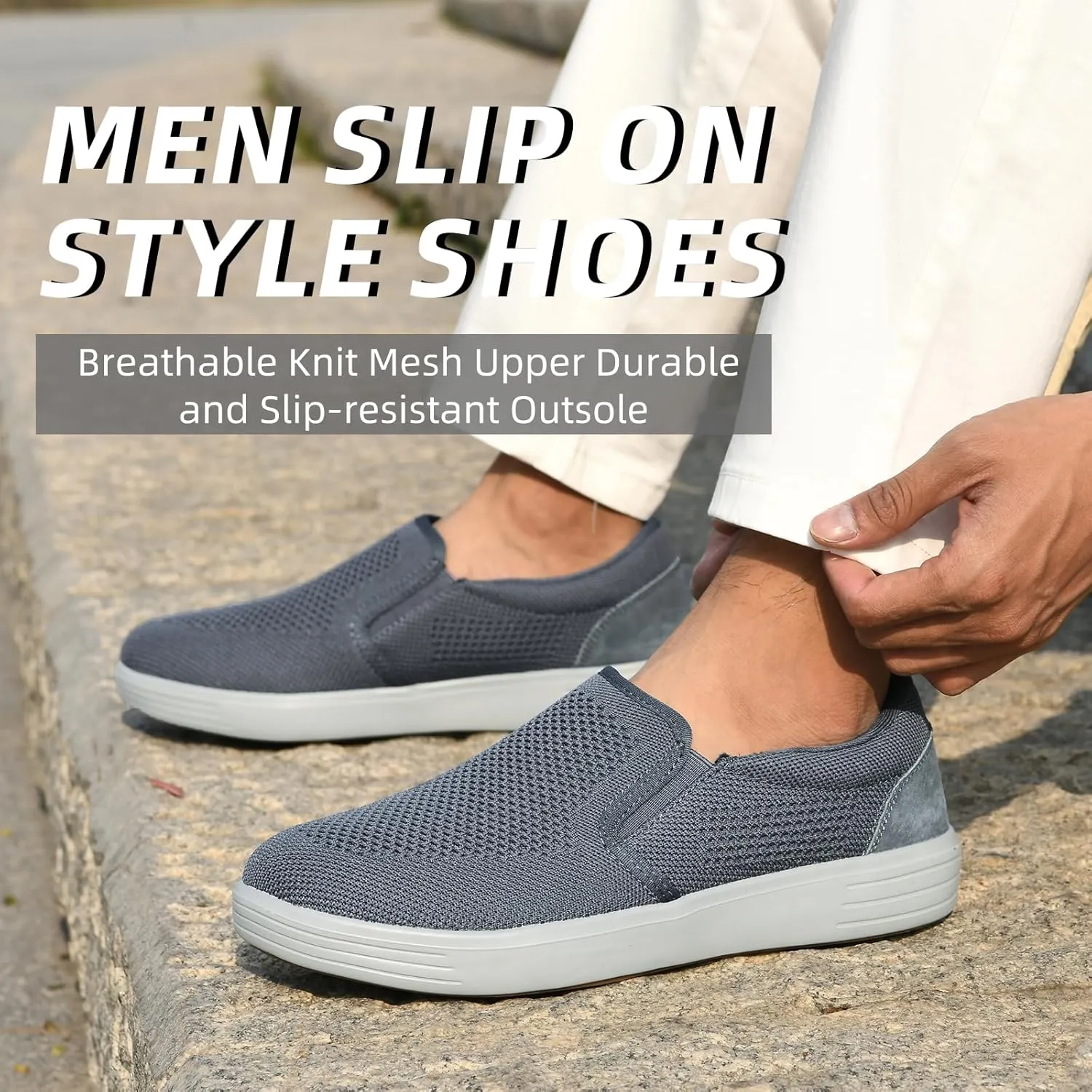 Puxowe Men's Casual Slip On Walking Shoes Mesh Comfortable Loafer
