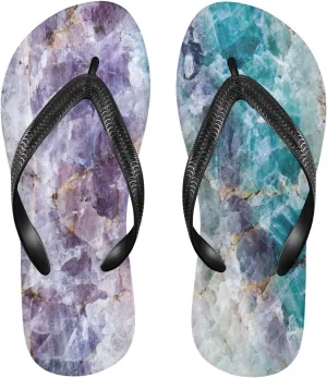 Quartz Marble Texture Womens Flip Flops Natural Stone Veins Summer Beach Sandals Casual Thong Slippers Comfortable Shower Slippers Non Slip Water Sandals shoes XL