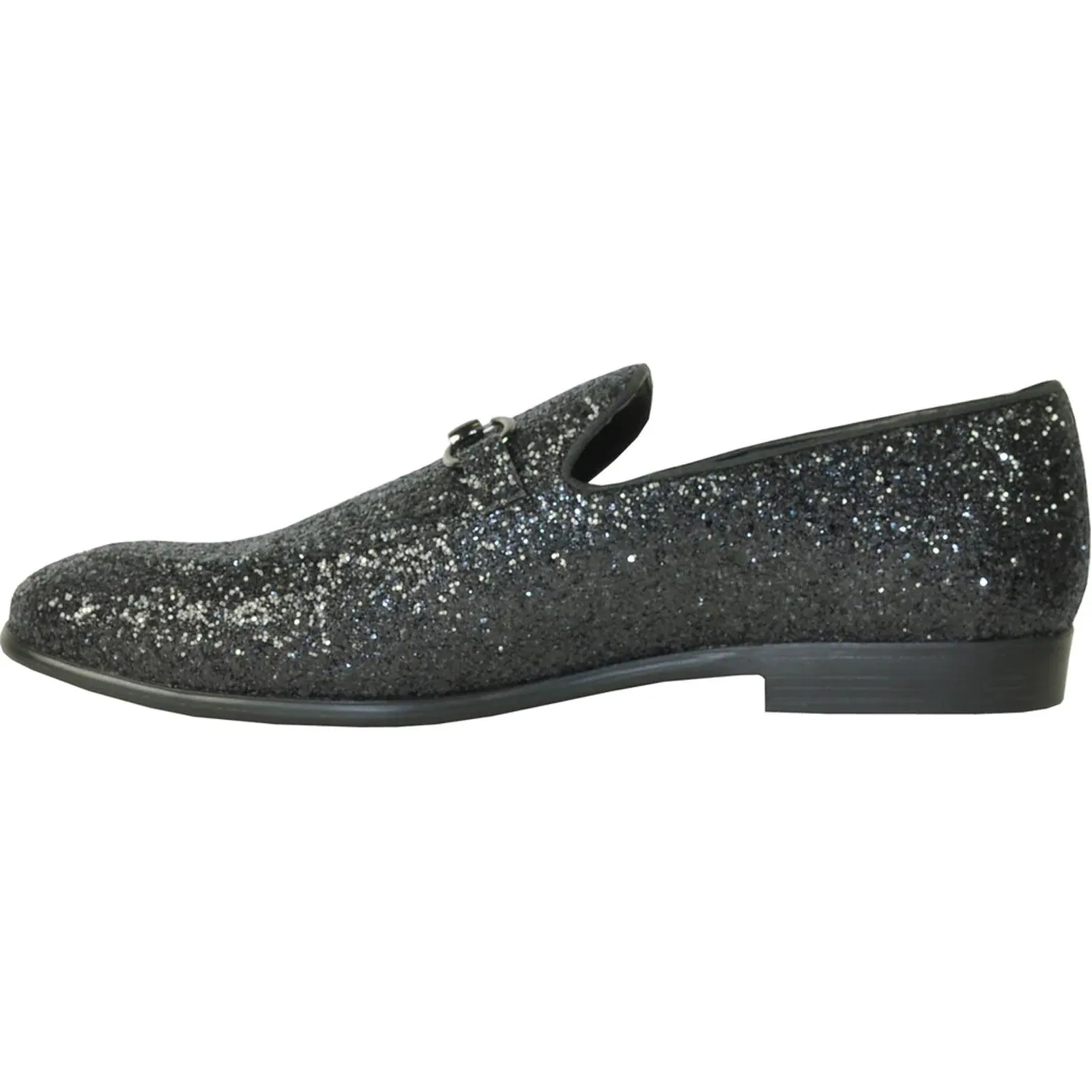 "Black Glitter Sequin Tuxedo Loafers by Bravo: Stylish Menswear for Your Prom Night"