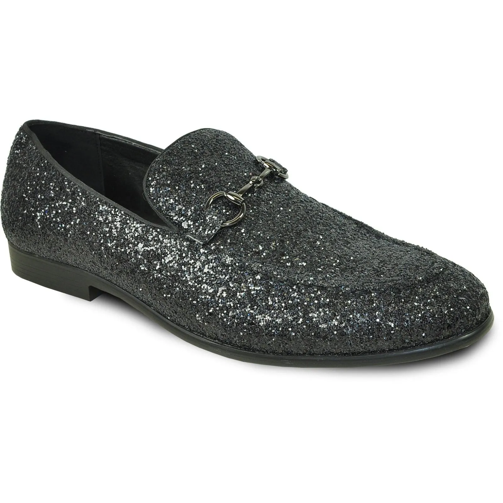 "Black Glitter Sequin Tuxedo Loafers by Bravo: Stylish Menswear for Your Prom Night"