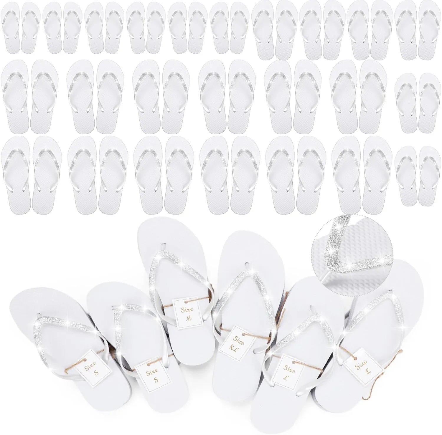 Ramede 24 Pairs Flip Flops Bulk Soft Wedding Sandals Hotel Spa Wedding Slippers for Guest Pool Shower Party Reception