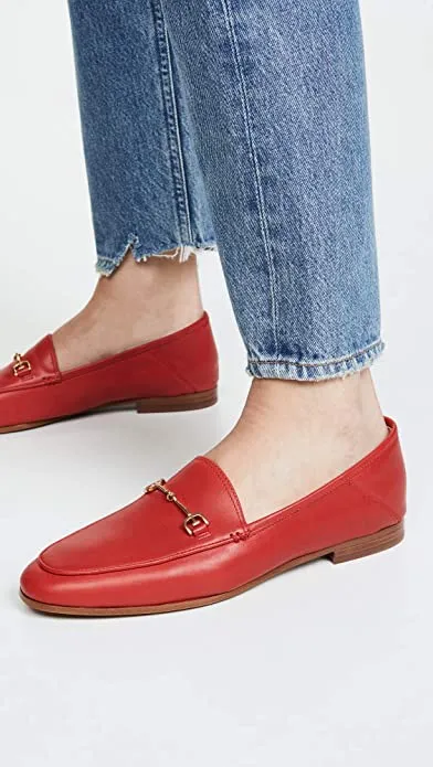 Red Season clearance Bright Sam Exceptional value Pointed Loafer On Toe Loraine Classic Almond Open Slip Edelman