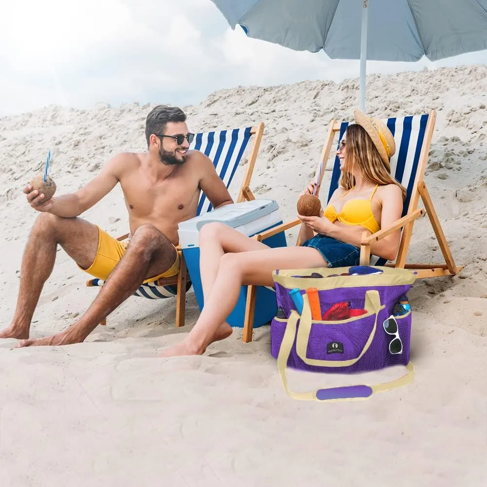 Red Suricata Mesh Beach Bag with Zipper - Extra Large Beach Tote Bag – Pool Bag