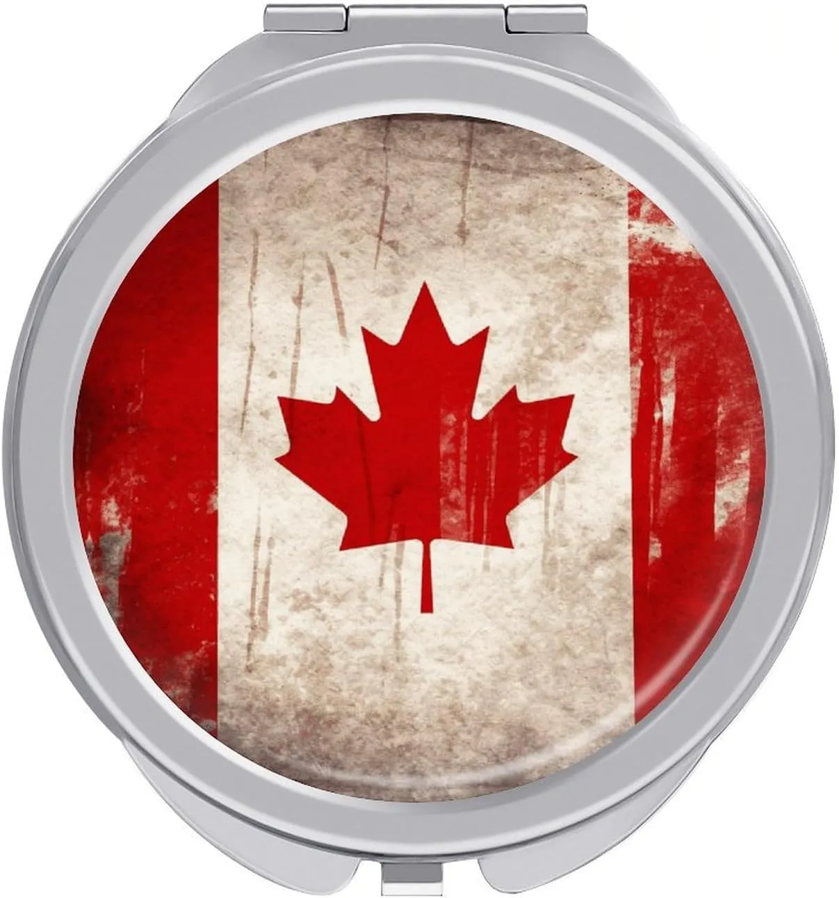 Retro Canada Flag Portable Makeup Mirror, Sided Travel Hand Mirror Mini Folding Mirror for Precise Makeup Women Daily Use