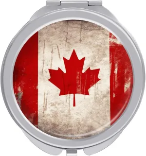 Retro Canada Flag Portable Makeup Mirror, Sided Travel Hand Mirror Mini Folding Mirror for Precise Makeup Women Daily Use