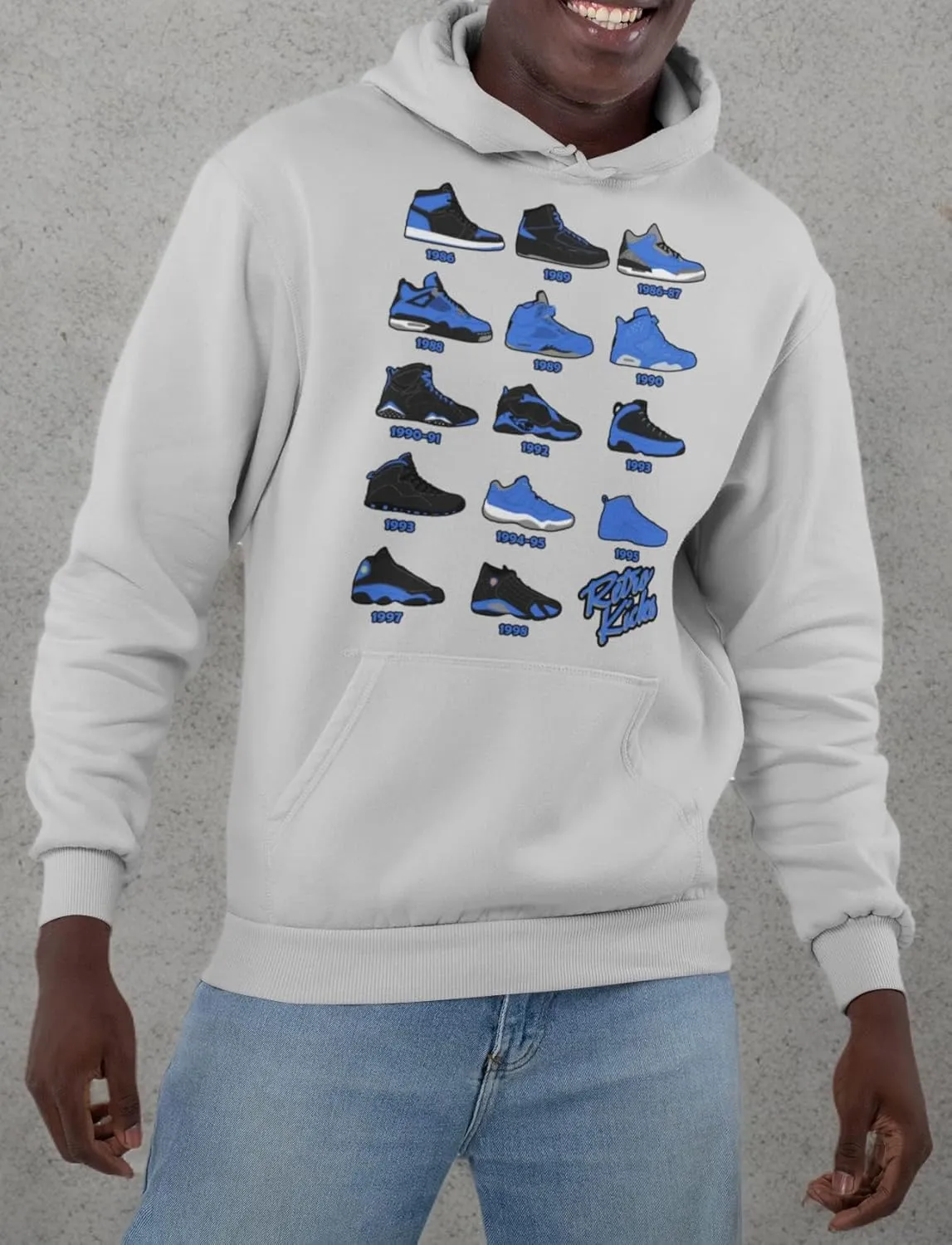 Retro Jordans Blue/Black/White Colors Men's Hoodie Sweatshirt Pullover