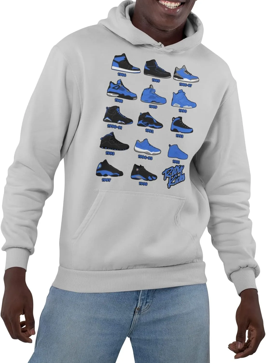 Retro Jordans Blue/Black/White Colors Men's Hoodie Sweatshirt Pullover