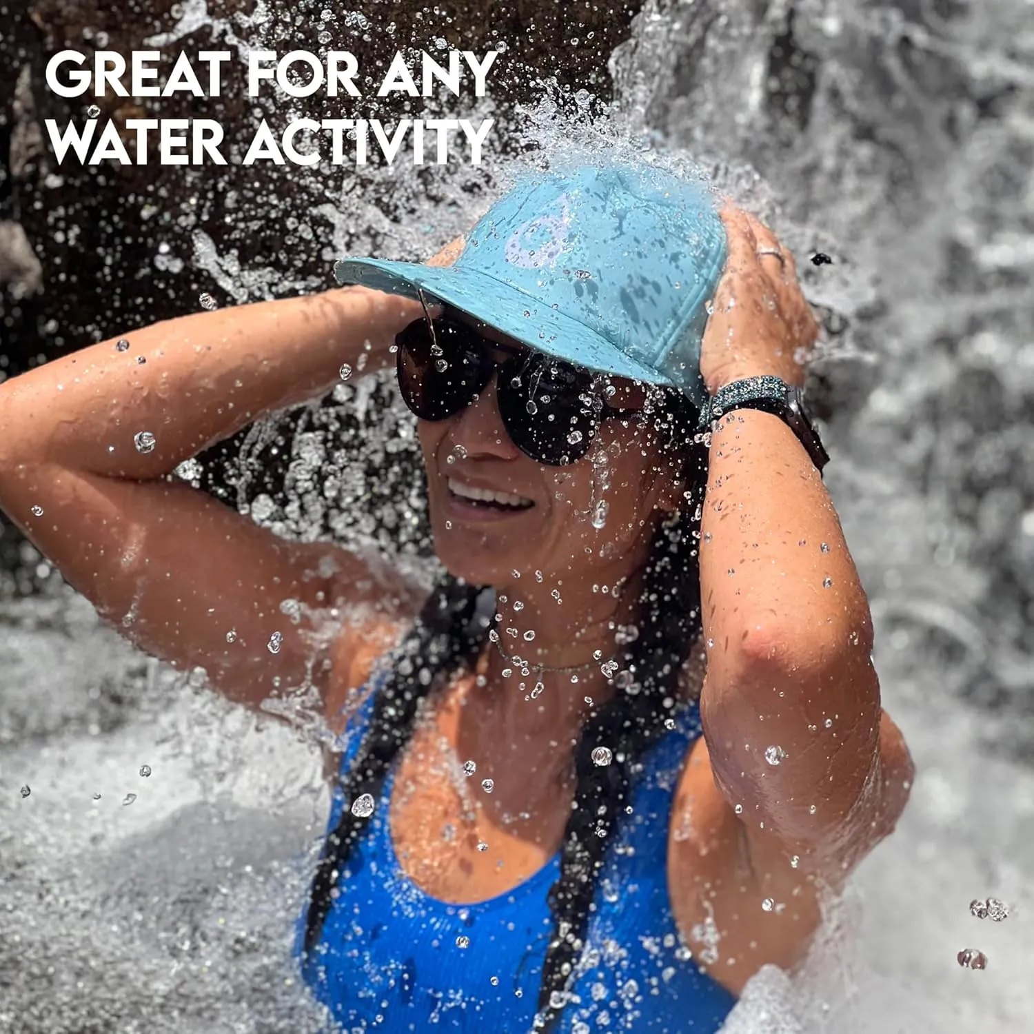Ride On Surf Baseball Cap, Water Sports Trucker Surf Hat with Chin Strap Made from Recycled Material for Sun Protection