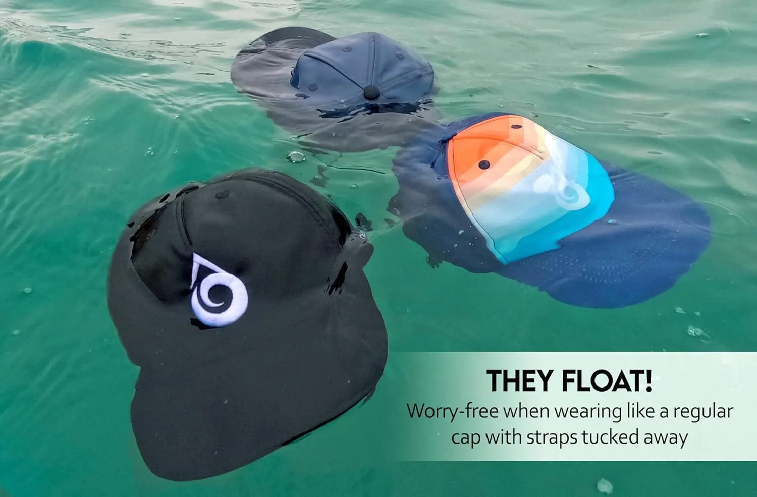Ride On Surf Baseball Cap, Water Sports Trucker Surf Hat with Chin Strap Made from Recycled Material for Sun Protection