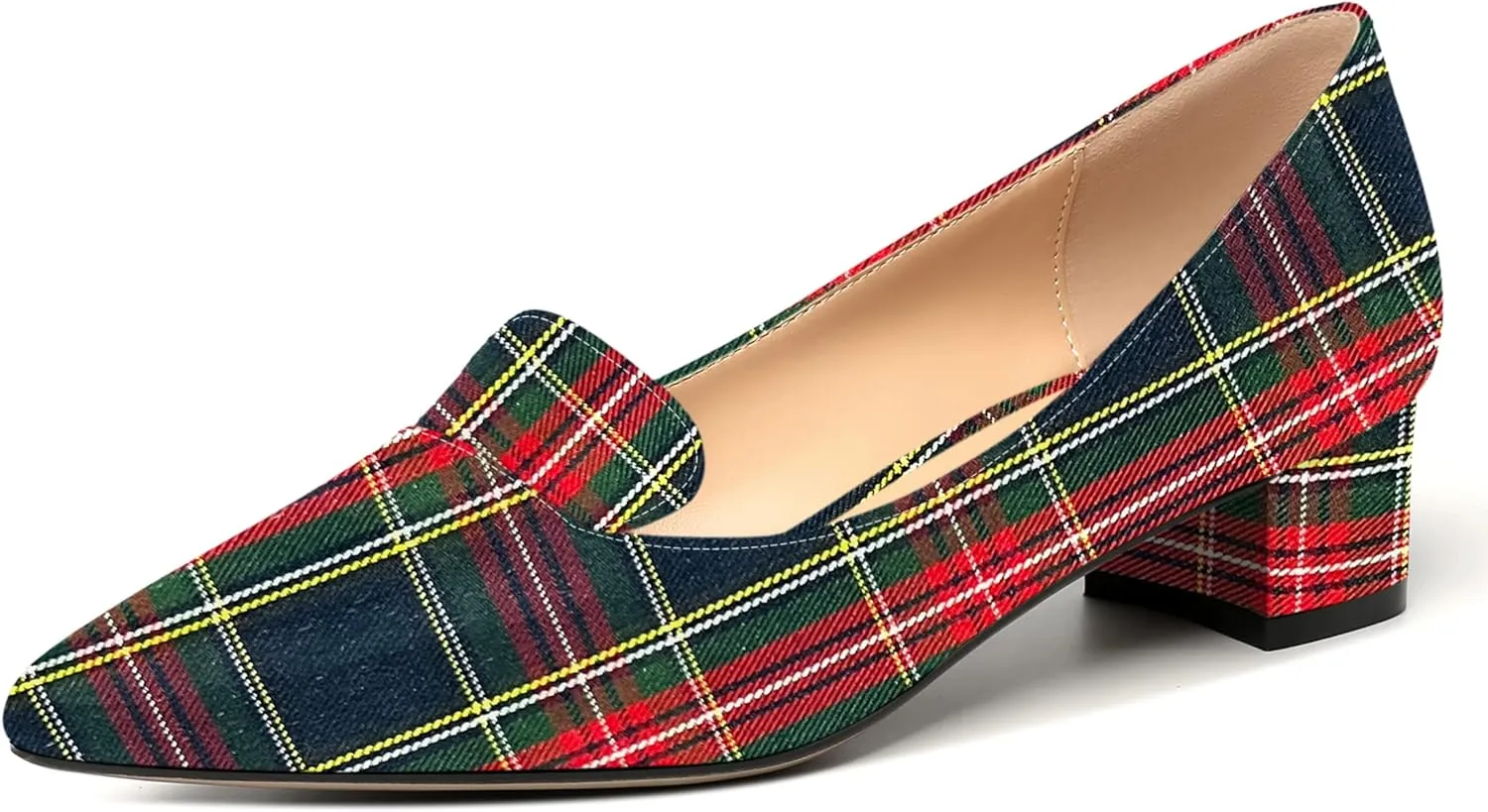 ROSERWISH Womens Slip On Patent Pointed Toe Casual Fashion Work Chunky Low Heel Pumps Shoes 1.5 Inch