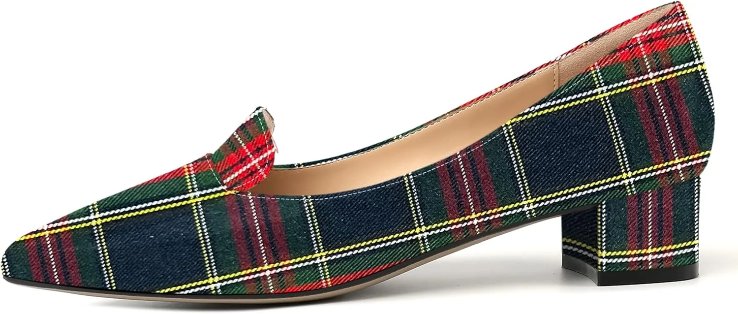 ROSERWISH Womens Slip On Patent Pointed Toe Casual Fashion Work Chunky Low Heel Pumps Shoes 1.5 Inch